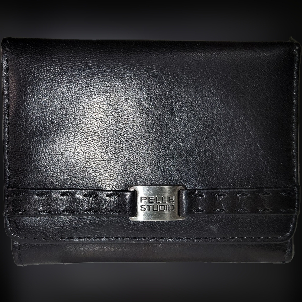 Pelle Studio Black Leather Men's Bifold Wallet NEW.